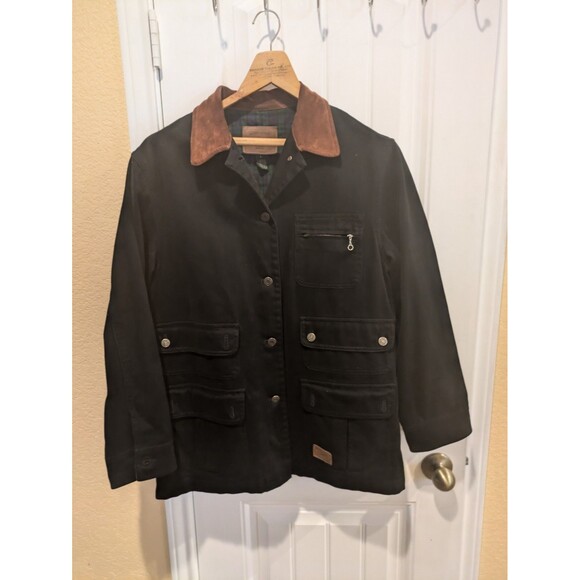 Ralph Lauren L Hunting Jacket Black RRL Utility Polo Leather Chore Western - Picture 3 of 11